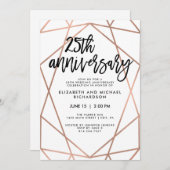 Imitate Rose Goldene Geometrie 25. Hochzeitstag Einladung (Vorne/Hinten)