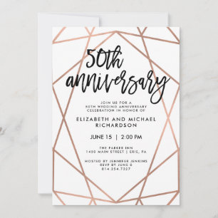 Imitate Rose Goldene Geometrie 50. Hochzeitstag Einladung
