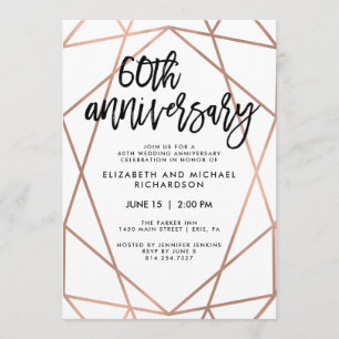 Imitate Rose Goldene Geometrie 60. Hochzeitstag Einladung