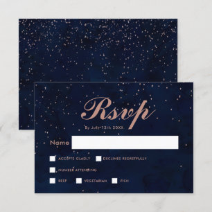 Imitate Rose goldene Sterne Marineblau uAwg Einladung