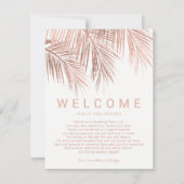 Imitate Rose Goldene Tropenpalme Begrüßung Hochzei Einladung (Vorderseite)