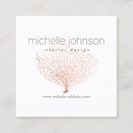 Imitate Rose Goldener See Korallendesigner Quadratische Visitenkarte