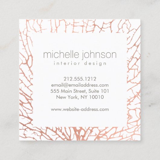 Imitate Rose Goldener See Korallendesigner Quadratische Visitenkarte (Rückseite)