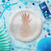 Imitate Rose Goldfolie Ananas auf Imitaten Glitzer Pappteller (Party)