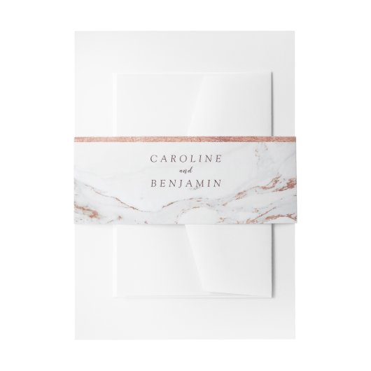 Imitate Rose Goldfolie Marmor Luxus moderne Hochze Einladungsbanderole (Vorderseite Beispiel)