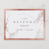 Imitate Rose Goldmarmor Luxus moderne Hochzeit RSV Einladungspostkarte (Vorderseite)