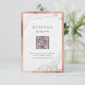 Imitate Rose Goldmarmor Luxus moderne QR-Code RSVP Karte (Stehend Vorderseite)