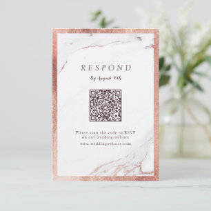 Imitate Rose Goldmarmor Luxus moderne QR-Code RSVP Karte