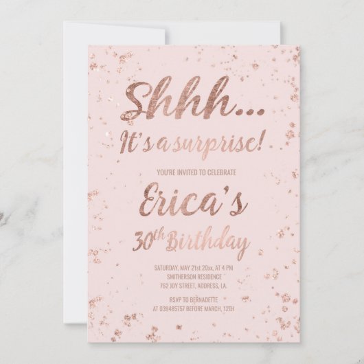 Imitate Rose Goldmedaille Konfetti Spritzer rot Ro Einladung (Vorderseite)