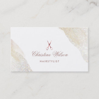 Imitate Rose Goldschere Haarstylistin Visitenkarte