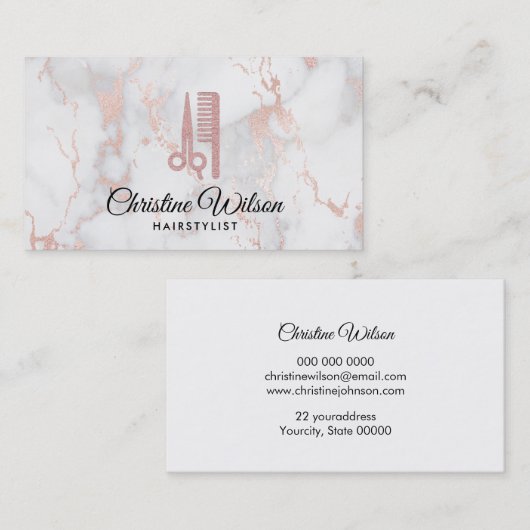 Imitate Rose Goldschere und Kamm Visitenkarte (Vorne/Hinten)