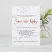 IMITATE Rose Goldtypografie Marmor Bat Mitzvah 4 Einladung (Stehend Vorderseite)
