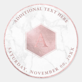 Imitate Rose Goldwabenkolben, Monogramm A-Z Runder Aufkleber