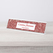 Imitate Roter Glitzer Textur Aussehen und Individu Schreibtischnamensplakette (Vorderseite )