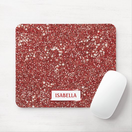 Imitate Roter Glitzer Textur mit Individuelle Name Mousepad (Mit Mouse)