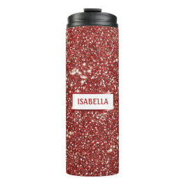 Imitate Roter Glitzer Textur mit Individuelle Name Thermosbecher