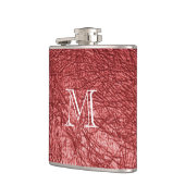 Imitate Rotes Leder Monogramm Edelstahlflasche Flachmann (Links)