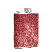 Imitate Rotes Leder Monogramm Edelstahlflasche Flachmann (Rechts)