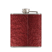 Imitate Rotes Leder Monogramm Edelstahlflasche Flachmann (Rückseite)