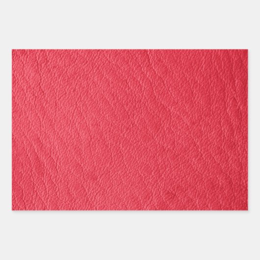 Imitate Rotes Leder Textur Wrapping Geschenkpapier Set (Vorderseite)