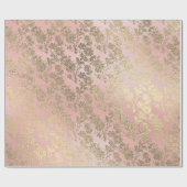 Imitate Royal Gold Floral Pulver Bläschen Pink Pin Geschenkpapier (Flach)