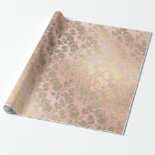 Imitate Royal Gold Floral Pulver Bläschen Pink Pin Geschenkpapier (Ungerollt)