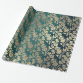 Imitate Royal Gold Floral Pulver Blumenzwiebeln Aq Geschenkpapier (Ungerollt)
