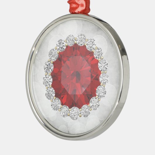 Imitate Ruby & Diamonds Silver Bokeh Ornament Aus Metall (Links)