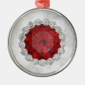 Imitate Ruby & Diamonds Silver Bokeh Ornament Aus Metall (Vorne)