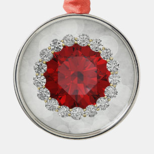 Imitate Ruby & Diamonds Silver Bokeh Ornament Aus Metall