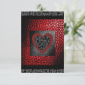 Imitate Ruby Leather Valintine Lace Einladung (Stehend Vorderseite)