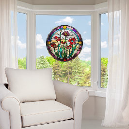 Imitate Runder Blumengarten aus Hartglas Fensteraufkleber