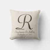 Imitate Rustic Burlap Monogram und Names Pillow Kissen (Vorderseite)