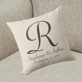 Imitate Rustic Burlap Monogram und Names Pillow Kissen