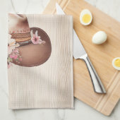 Imitate Rustikales Cream Wood Rosa Cowgirl Geschirrtuch (Viertel Falte)