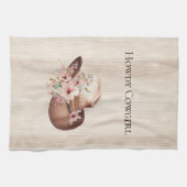 Imitate Rustikales Cream Wood Rosa Cowgirl Geschirrtuch (Horizontal)