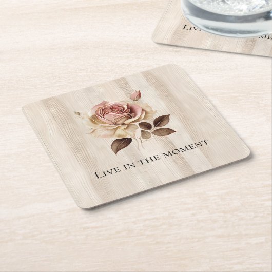 Imitate Rustikales Creme Rosa Rosenholz Rechteckiger Pappuntersetzer (angewinkelt)