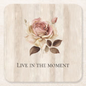 Imitate Rustikales Creme Rosa Rosenholz Rechteckiger Pappuntersetzer (Vorderseite)