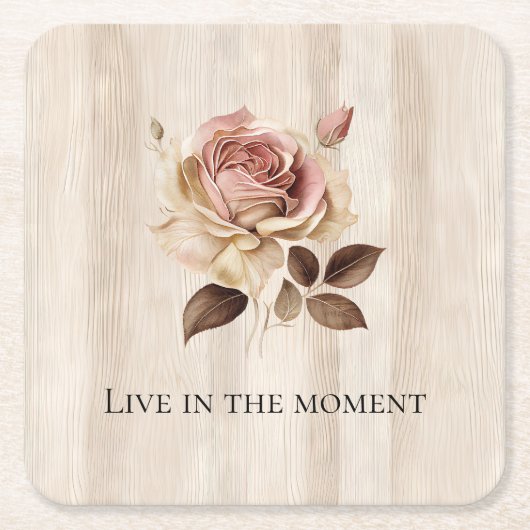 Imitate Rustikales Creme Rosa Rosenholz Rechteckiger Pappuntersetzer (Vorderseite)
