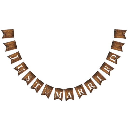 Imitate Rustikales Stallholz nur verheiratet Hochz Wimpelkette (Alle)