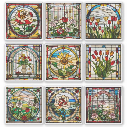 Imitate Sammlung von Hartglasblumen Aufkleber (Vorderseite)