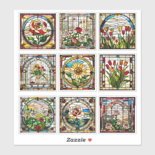 Imitate Sammlung von Hartglasblumen Aufkleber (Blatt)