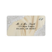 Imitate Satin und Spitzen Hochzeit Adressaufkleber (Vorne)