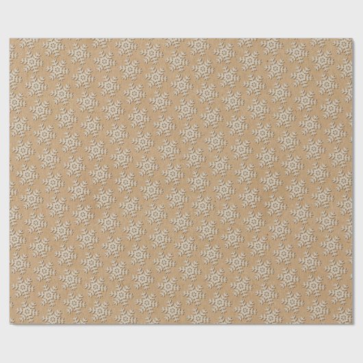 Imitate Schneeflocke auf braunem Kraft-Look Geschenkpapier (Flach)