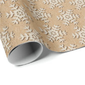 Imitate Schneeflocke auf braunem Kraft-Look Geschenkpapier (Rolleneckpunkt)
