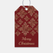 Imitate Schneeflocken auf Rot (nicht echter Boden) Geschenkanhänger (Vorderseite)