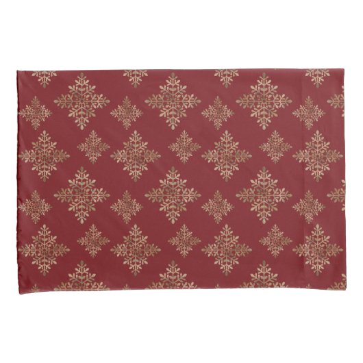 Imitate Schneeflocken auf Rot (nicht echter Boden) Kissenbezug (Vorderseite-Rechts)