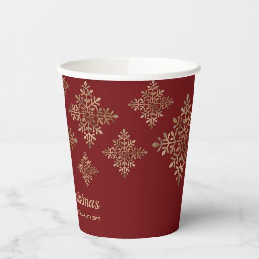 Imitate Schneeflocken auf Rot (nicht echter Boden) Pappbecher (Links)