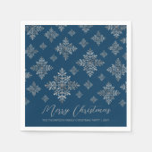 Imitate Schneeflocken auf Rot (nicht echter Boden) Serviette (Vorderseite)