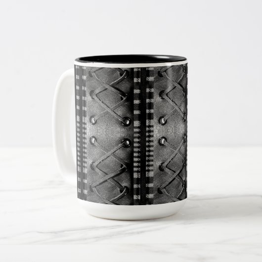 Imitate Schnürleder Textur Kaffee Tasse (Vorderseite Links)